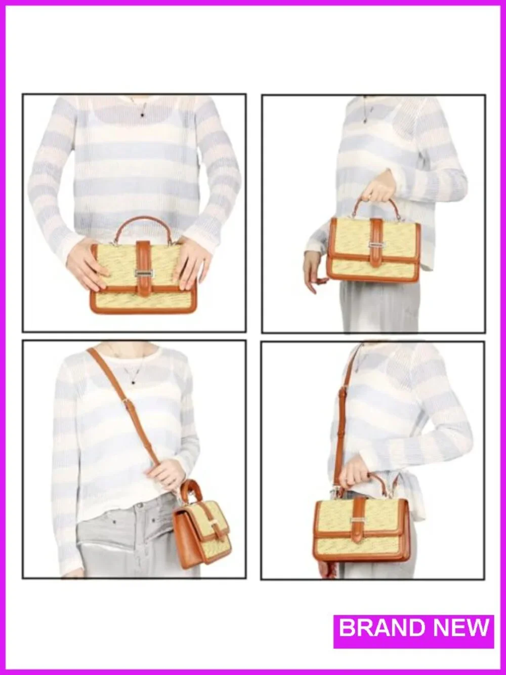 Straw Woven Crossbody Shoulder Bag Satchel Handbag Beach Purse Summer Vacation